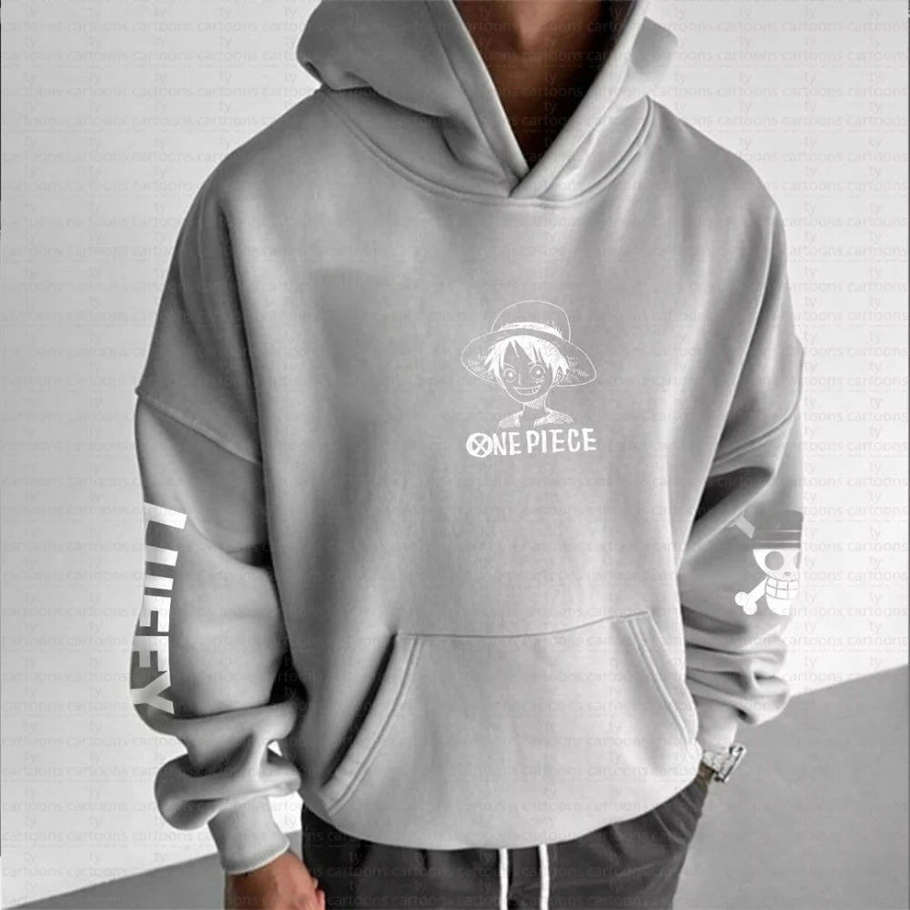 Autumn/Winter Japanese Hot Blood Anime Classic Luffy 5th Grade Hoodie for Men and Women, Casual and Comfortable Top