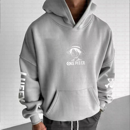 Autumn/Winter Japanese Hot Blood Anime Classic Luffy 5th Grade Hoodie for Men and Women, Casual and Comfortable Top