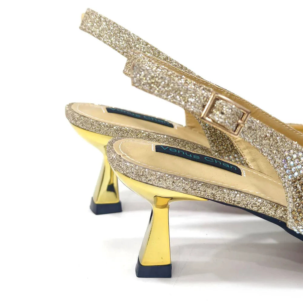 Italian Design Rhinestone Luxury Green Colour Pointed Toe Shoe & Bag Set Women's High Heels for Parties High Quality
