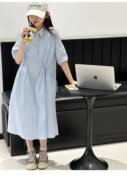 Girls' Dress Short Sleeve Fluffy High-End School Style Medium to Large Sizes Trendy Fashionable, Lightweight