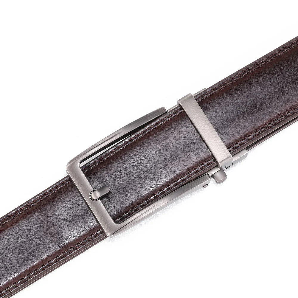 Click Belts for Men Luxury Brand Designer Fashion Automatic Buckle Genuine Leather Men's Belt Male Jeans Waist Strap Blue 3.5 cm