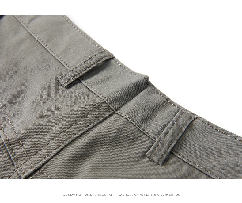 Cotton Pants Men's Straight Leisure Business Trousers Solid Autumn Winter Chinos Belted Pants Dad Elderly Formal Trousers
