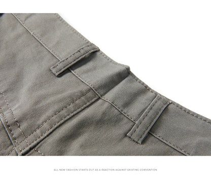 Cotton Pants Men's Straight Leisure Business Trousers Solid Autumn Winter Chinos Belted Pants Dad Elderly Formal Trousers