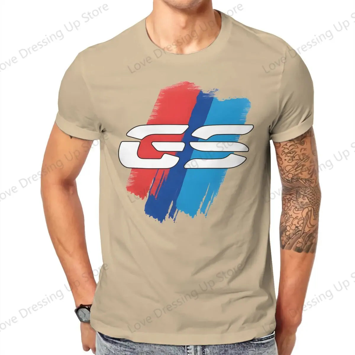 GS Motorcycle T Shirt Grunge Men Tees Summer Clothing COTTON Crewneck TShirt