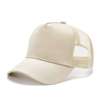 Blank 5 Pane Mesh Baseball Cap Mens And Women Curved Snapback Hats Summer Sunshade Sun Hat Simple Trucker Cap gorras casquette