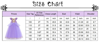 Rapunzel Princess Dress Girl Purple Deluxe Elegant Cosplay Tangled Costume Halloween Vestido Kids Birthday Ball Gown Clothes