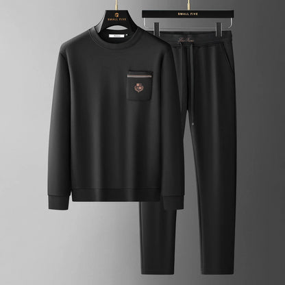 Autumn Light Luxury Italian Old Money Style Two-piece comfortable air-layer cotton men's sweatshirt casual sportswear set