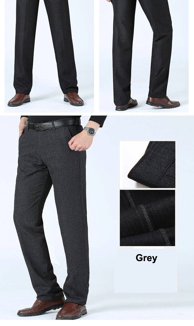 Autumn Summer New Men's Slim Business Pants Fashion Stretch Thicken Casual Trousers Brand Solid Pant Black Navy Plus Size GOZBKF