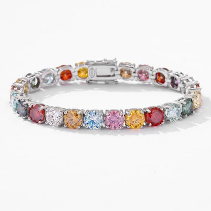 Multicolor Full 3/4/5mm Green Blue Pink Moissanite Tennis Bracelet For Women 925 Silver Pass Diamond Test Link Bracelets