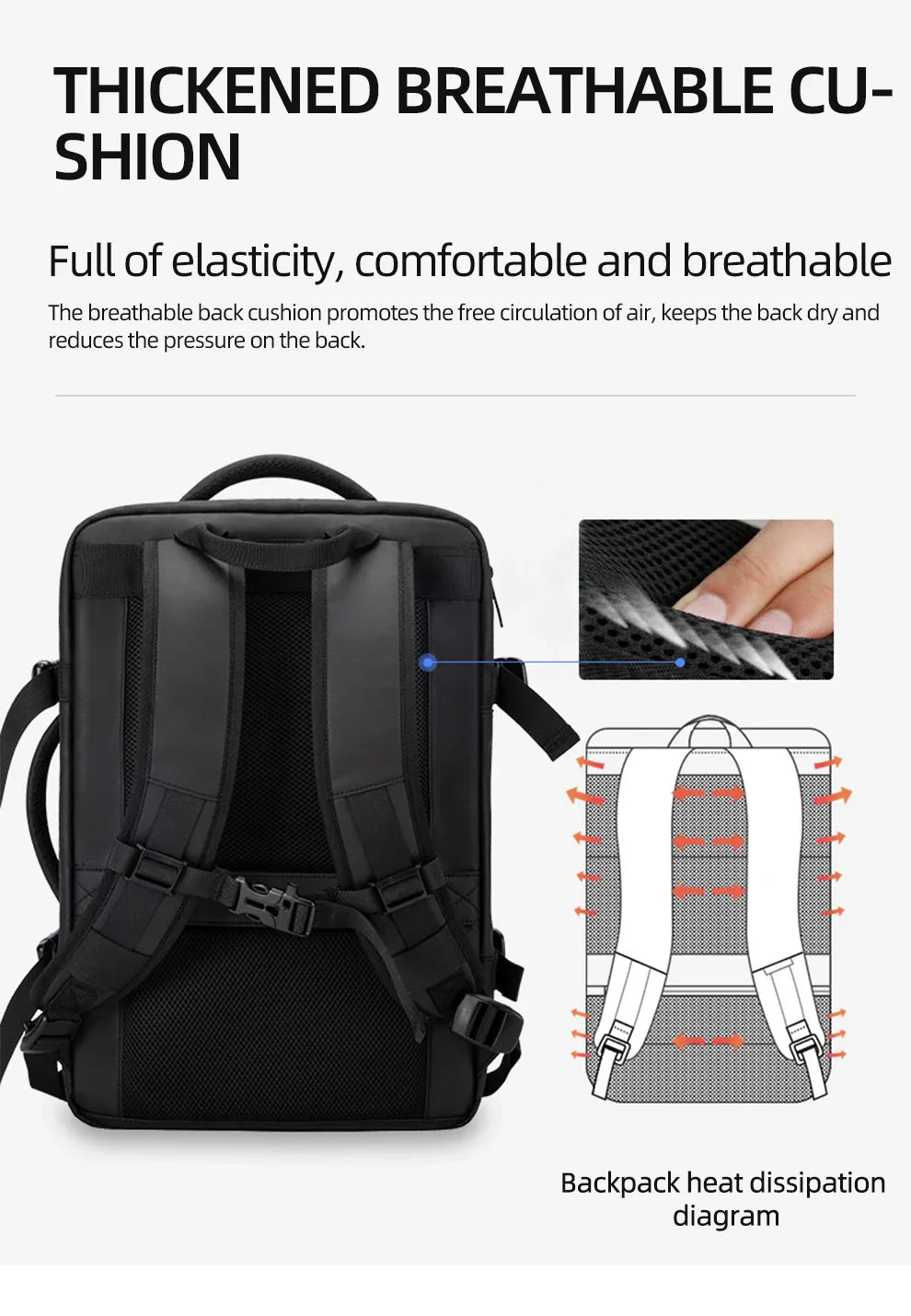 Heroic Knight Travel Backpack Men Business Backpack School Expandable USB Bag Large Capacity 15.6 Laptop Waterproof Backpack Bag