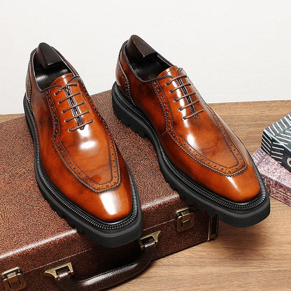 High Quality Height Increase Oxford Dress Shoes Men Genuine Cow Leather Suit Shoes Lift Brogues Wedding Formal Elevator Shoes