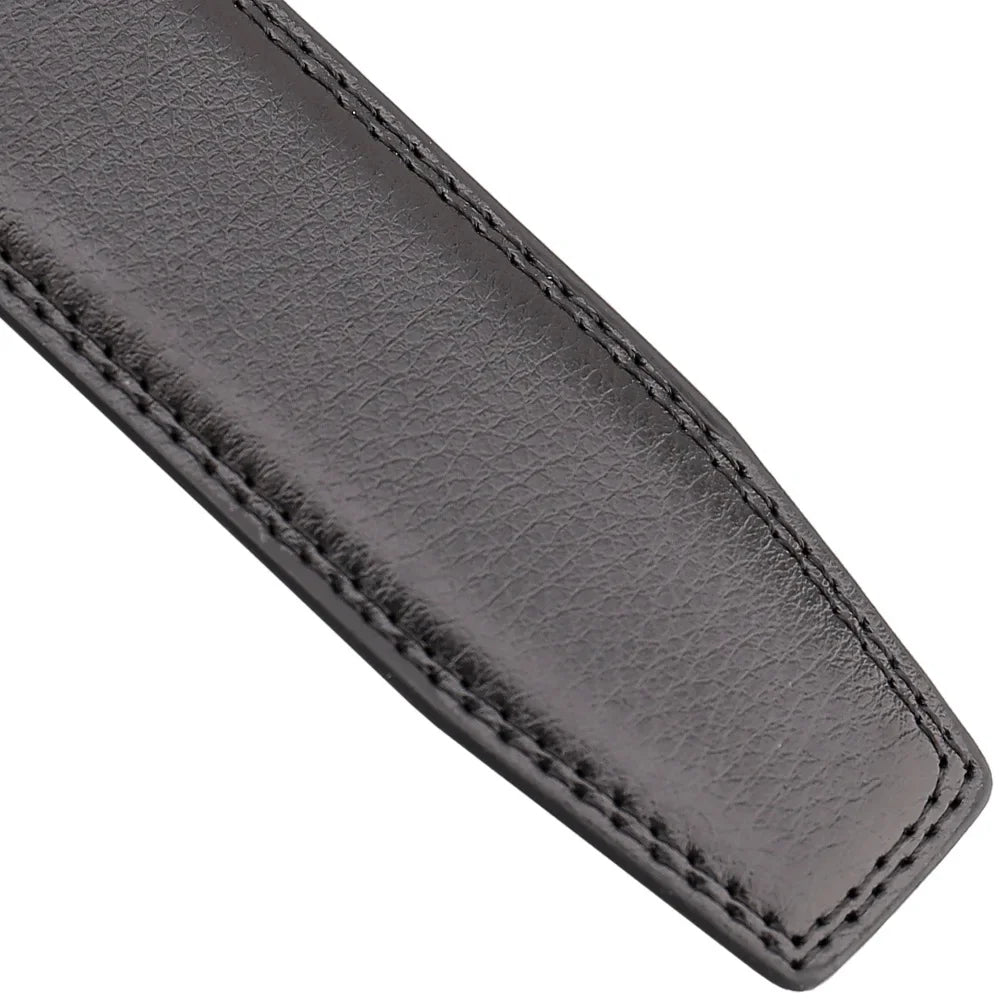 Male Cowskin Leather Belt - Automatic Buckle, Luxury Designer Style, 3.5cm, Black/Brown, Plus Size 130-170cm