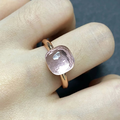 Stylish Purple Crystal Rose Gold Plated Candy Ring 30 Colors Simple Candy Color Jewelry Gift for Women Valentine's Day