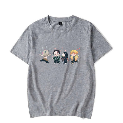 Hot Anime Kamado Tanjirou Kamado Nezuko Agatsuma Zenitsu Hashibira Inosuke Printed T-shirts Women Men Short Sleeve Summer Shirts