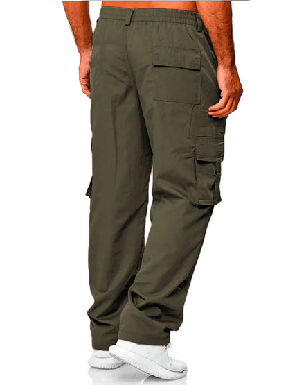 Men's Cargo Trousers Casual Multi-pocket Loose Straight Trousers Stretch-waist Spring Autumn Street Outdoor Sports Fitness Pants
