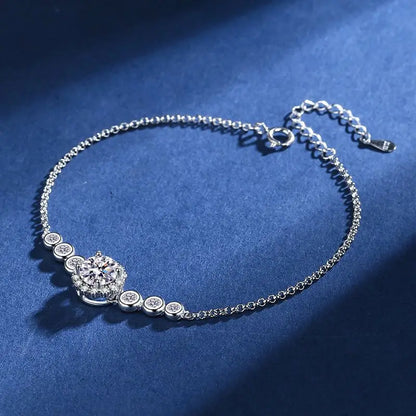Round Shape 0.5/1CT D Color Moissanite Diamond Link Bracelet for Woman 925 Silver Plated 18k Adjustable Chain Bracelets