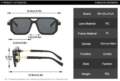 New Double Bridges Square Sunglasses Women Fashion Gradient Shades UV400 Retro Polygon Men Sun Glasses