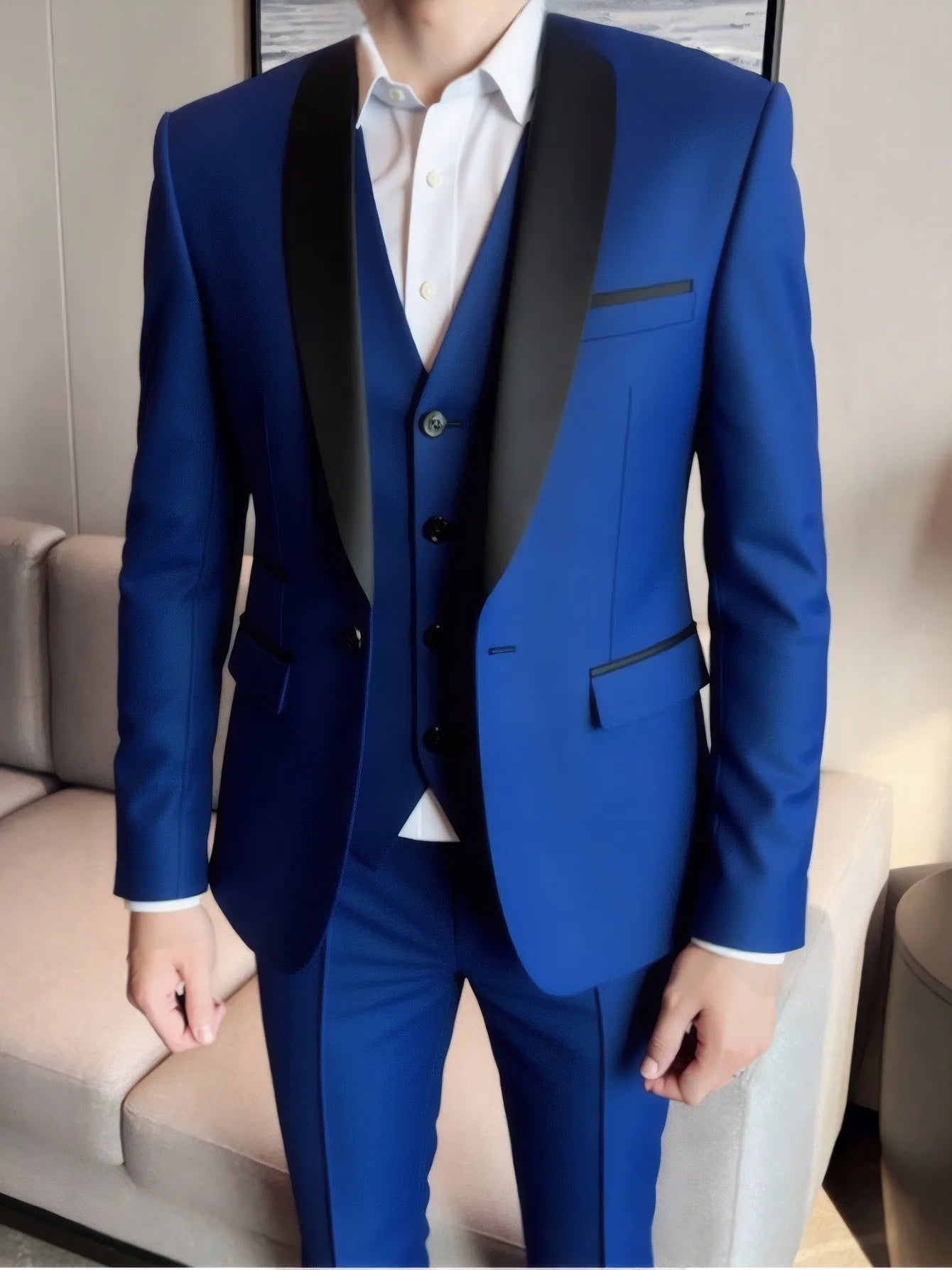 Conjunto de 3 Peças Terno Smoking Masculino Slim Fit para Formatura Noivo Casamento Blazers de Alta Qualidade Padrinho Terno de Festa Negócios Banquete