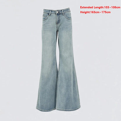 Flared Jeans Women Denim Boot Cut Pants Stretch Vintage Casaul Bell Buttom Trousres For Ladies Full Length Jeans Washed