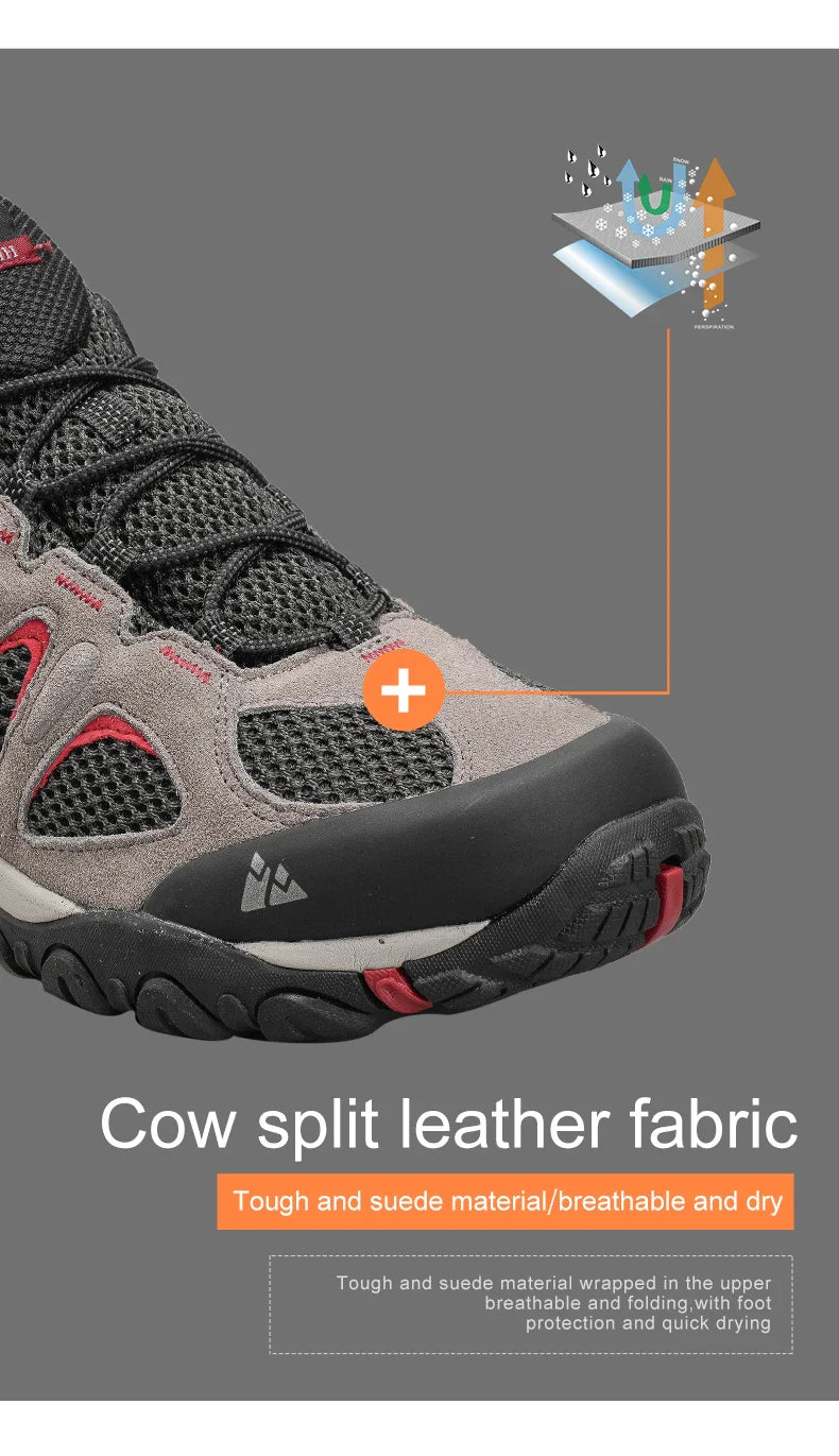New Non-slip Wear Resistant Men‘s Outdoor Hiking Shoes Breathable Splashproof Climbing Men Sneaker Hunting Mountain Shoes