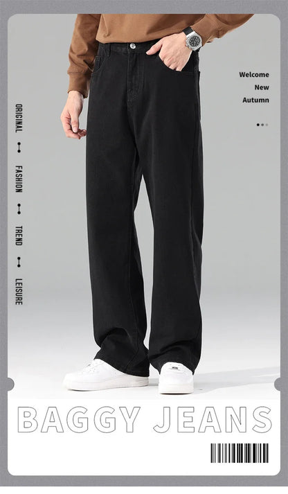 Autumn Jeans Men Black Casual Baggy Trousers Classic Straight Comfortable Wide Denim Trousers  Men Clothing