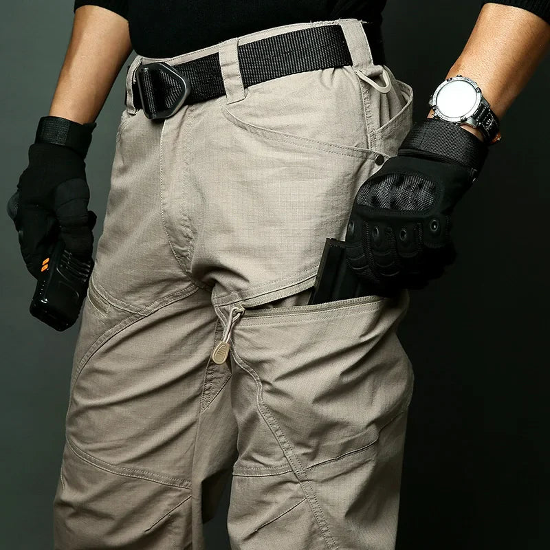 Men’s Stretch Tactical Pants  Water Resistant  Cotton Outdoor Work Cargo Pants Multi-Pocket Lightweight Combat Hiking Pants