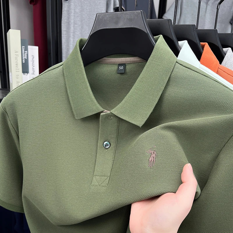 100% pure cotton high-end brand men's short sleeve polo shirt comfort lightweight summer casual T-shirt youthful fashionable top
