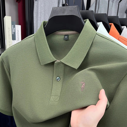 100% pure cotton high-end brand men's short sleeve polo shirt comfort lightweight summer casual T-shirt youthful fashionable top