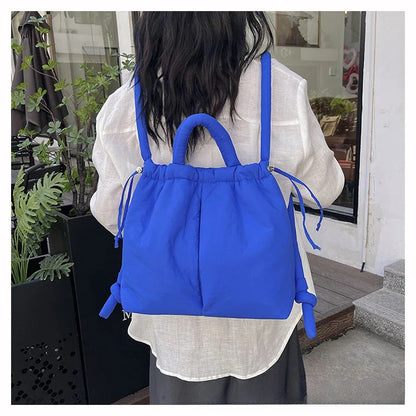 Women's Casual Single-shoulder Bag Large Capacity Nylon Backpack Women's Down Cotton Winter Tote Bag Portable Makeup Handbag