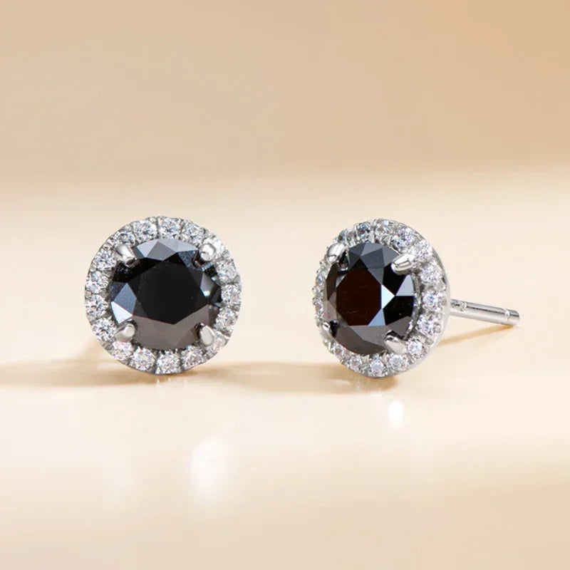 Luxury Real D Color 0.8CT 6mm Black Moissanite Stud Earrings For Women S925 Sterling Silver Diamond Earring Fine Jewelry