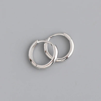 Real 925 Sterling Silver Minimalist Bohemian Round Ear Buckle for Women Punk Unisex Rock Hoop Earring Jewelry Accessories