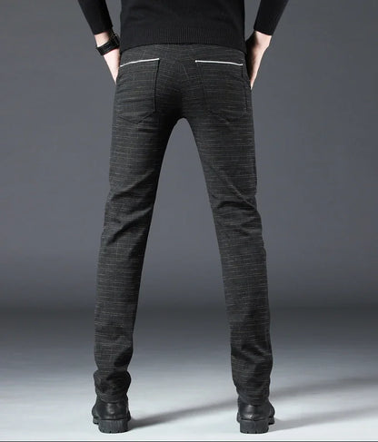 Spring Autumn New Men's Plaid Pants Black Blue Business Casual Formal Fashion Korean Classic Male Clothes Straight Trousers