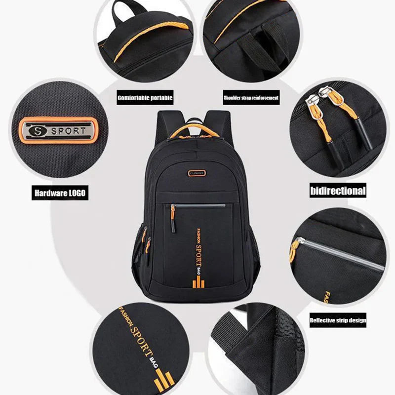 Handy Versatile Contrast-Zip Backpack Multi-color Adjustable-strap Lightweight for School Sports Commute Casual Stylish Bag