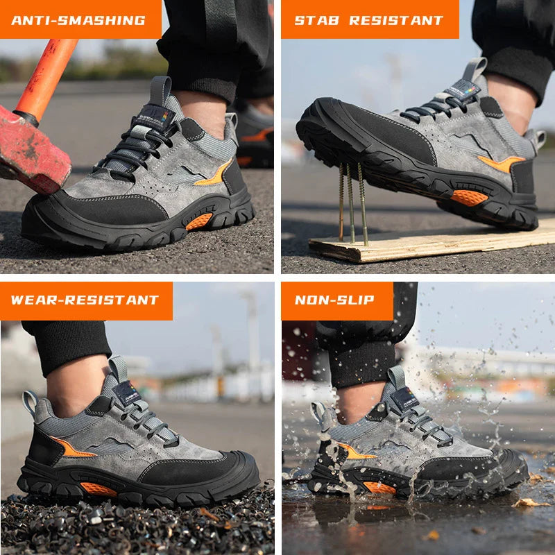 Men Safety Shoes Steel Toe Security Protection Work Boots Fashion Working Sneakers Anti-Smash Anti-puncture Indestructible Shoes