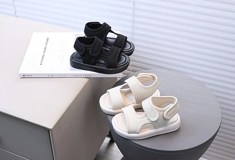 Summer Boy Casual Lightweight Cloth Vamp Beach Shoes Student Outdoor Girls Sandals Breathable Daily Platform Flat Sandals I05073