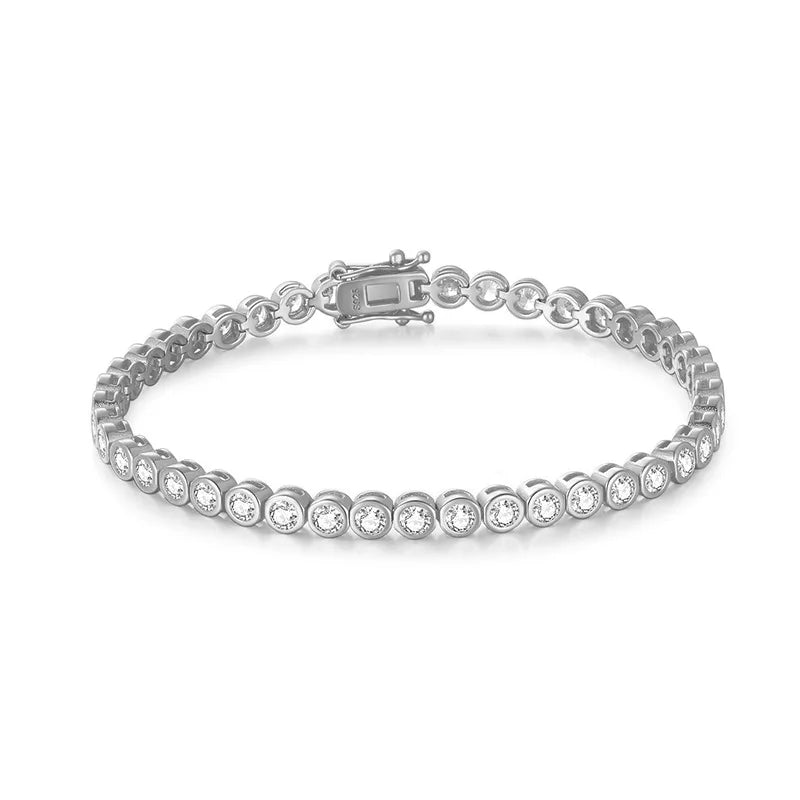 2mm 3mm Moissanite Round Bubble Diamond Tennis Bracelets for Woman Men 925 Silver Plated 18k Gold Hip Hop Chain Bracelet