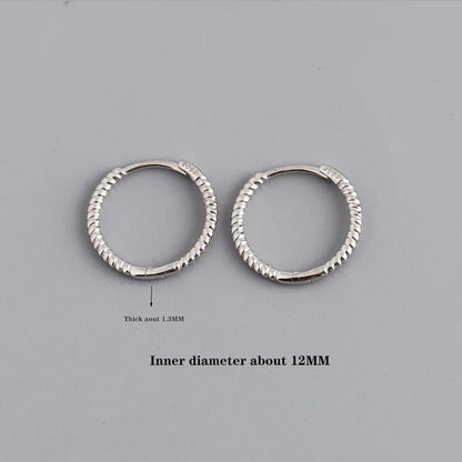925 Sterling Silver Fashion Piercing Charm Twist Huggies Hoop Earrings for Women Rock Gothic Unisex Jewelry Ear Buckles