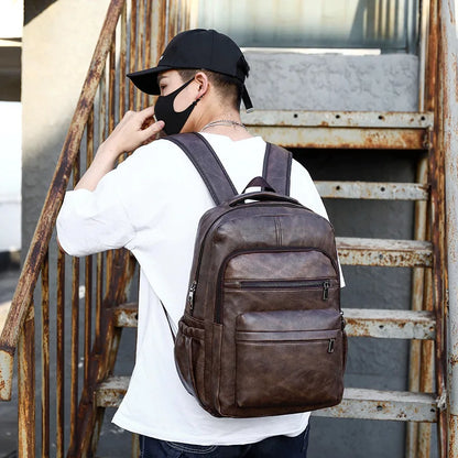 High Quality USB Charging Backpack Men PU Leather Bagpack Large Laptop Backpacks Male Mochilas Schoolbag For Teenagers Boys