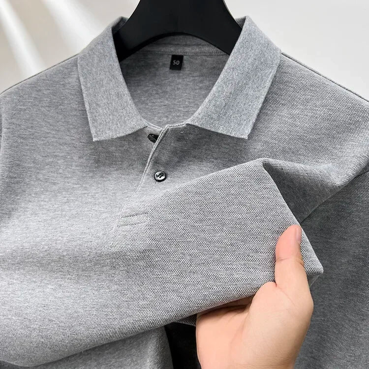 100% Cotton Polo Shirt, Four Seasons Universal  Leisure Long Sleeve, Breathable Lapels T-shirt, Perfect for Golf Sports Durable