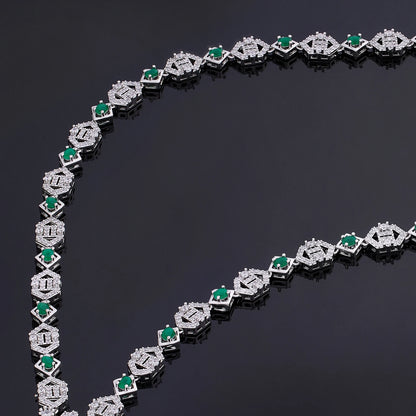 2023 Hot Square Sweater Chain 4-Piece Long Necklace Set Crystal Cubic zirconia Dubai Nigeria Wedding Accessories