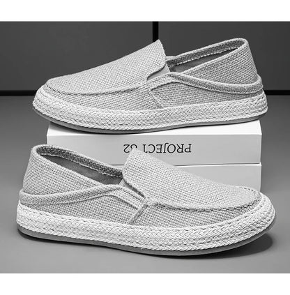 Summer Casual Loafers Men Breathable Slip On Urban Shoes Men Classic Linen Canvas Sneakers Male Light Flats Lazy Shoes Cheap