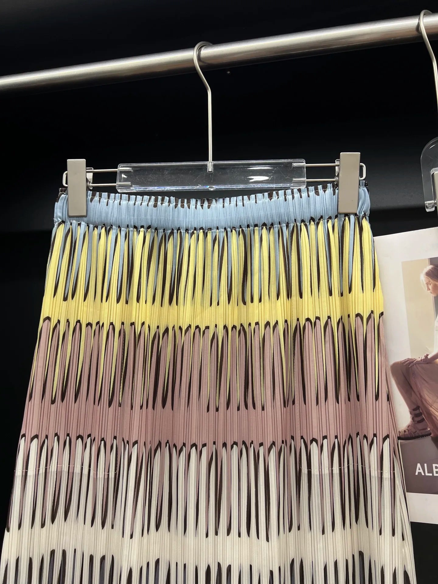 Miyake Pleated Striped Half Skirt 2025 Summer New Fashion Temperament Loose Thin Design Half Skirt
