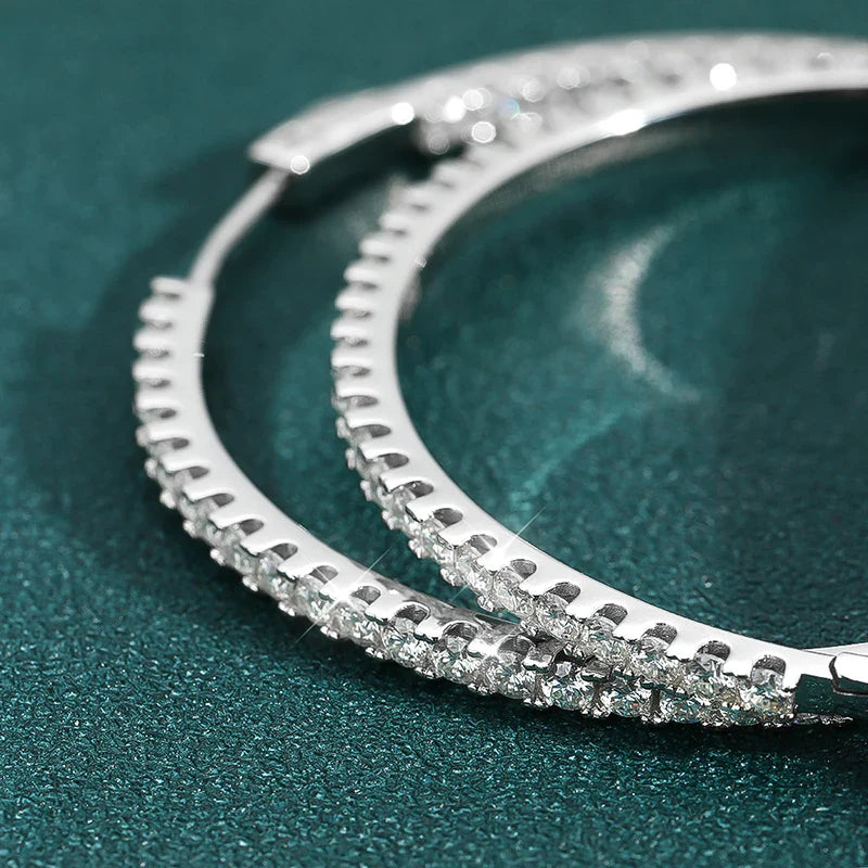 2.88/6.5cttw Full Moissanite Hoop Earrings for Women Big Size 2.5mm Stone Sparkling Diamond Earing Silver 925 Jewelry GRA