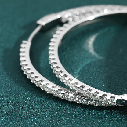 2.88/6.5cttw Full Moissanite Hoop Earrings for Women Big Size 2.5mm Stone Sparkling Diamond Earing Silver 925 Jewelry GRA