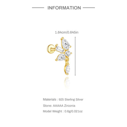 1PC 925 Sterling Silver Horse Eye Chain Tassel Zircon Drop Earrings For Women Ins Minimalism Geometric Earrings Gift