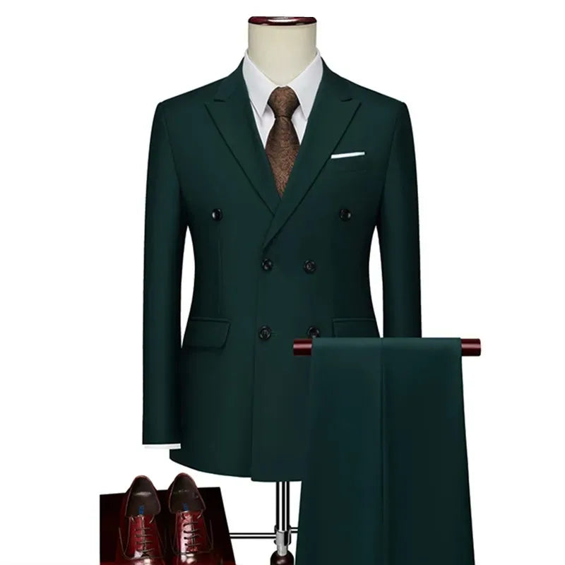Men's Slim Fit 2 Piece Suit Elegant Business Wedding Party Blazer Jacket PantsElevate Your Look