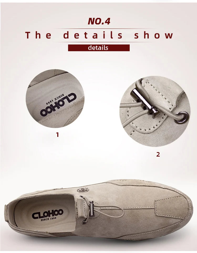 Breathable Light Anti-slip Outdoor Flat Shoes for Men Casual Driving Shoes Genuine Leather Boat Shoes Soft Sole Footwear