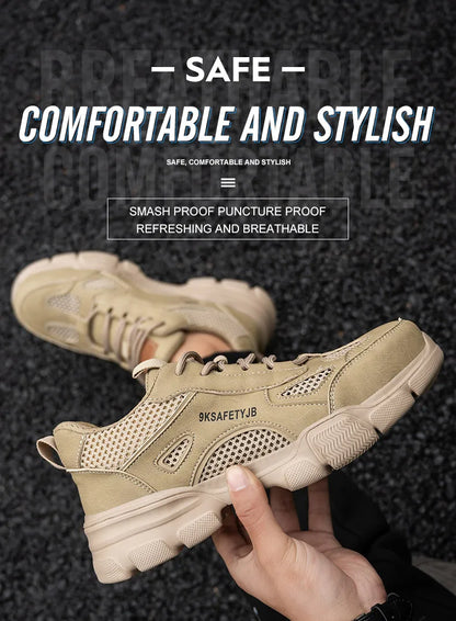 Men Safety Shoes Work Sneaker Anti-smash Non Slip Work Shoes Steel Toe Protection Shoes Lightweight Breathable Industrial Shoes