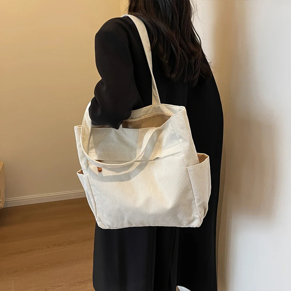 Fleece Canvas Bag Autumn and Winter New Versatile Large Capacity Tote Bag Student Single Shoulder Commuting Tote Bag
