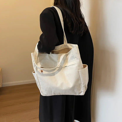 Fleece Canvas Bag Autumn and Winter New Versatile Large Capacity Tote Bag Student Single Shoulder Commuting Tote Bag